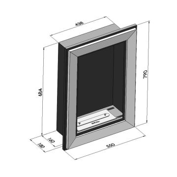 InFire - Χωνευτό Τζάκι Βιοαιθανόλης 79x55 cm 3kW μαύρο