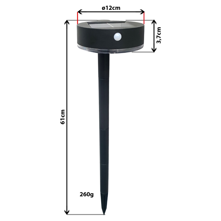 LED Dimmable ηλιακό φωτιστικό με αισθητήρα 2σε1 LED/3,7V IP44