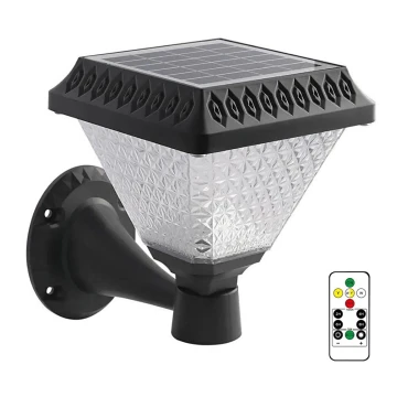 LED Dimmable ηλιακό φωτιστικό τοίχου LED/0,8W/5,5V 3000/4000/6400K IP44 + τηλεχειριστήριο