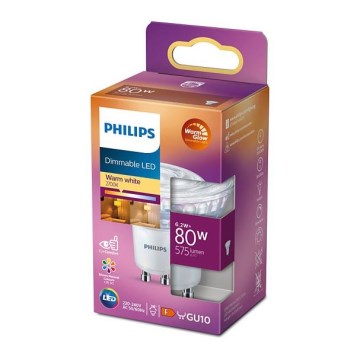 LED Dimmable λαμπτήρας Philips Warm Glow GU10/6,2W/230V 2200-2700K CRI 90