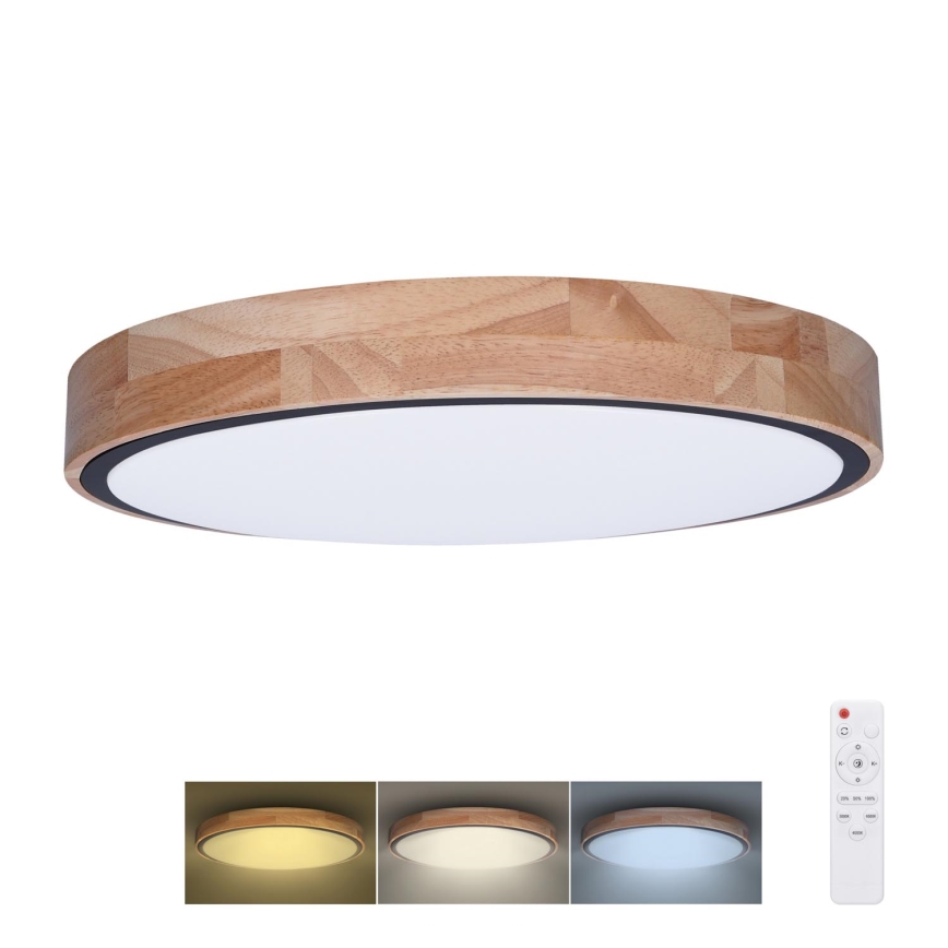 LED Dimmable φωτιστικό οροφής IRON OAK LED/48W/230V 3000-6500K δρυς διάμετρος 40 cm + τηλεχειριστήριο