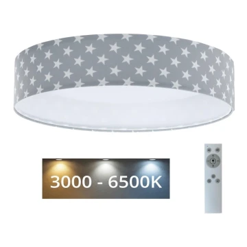LED Dimmable φωτιστικό οροφής SMART GALAXY KIDS LED/24W/230V 3000-6500K αστέρια γκρι/λευκό + τηλεχειριστήριο