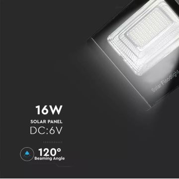 LED Dimming ηλιακός προβολέας LED/16W/3,2V 4000K IP65 + τηλεχειριστήριο