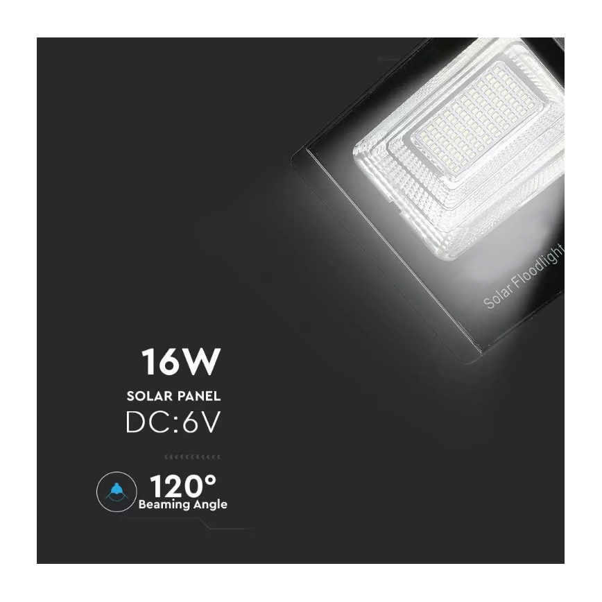 LED Dimming ηλιακός προβολέας LED/16W/3,2V 4000K IP65 + τηλεχειριστήριο