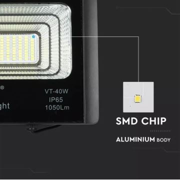 LED Dimming ηλιακός προβολέας LED/16W/3,2V 4000K IP65 + τηλεχειριστήριο