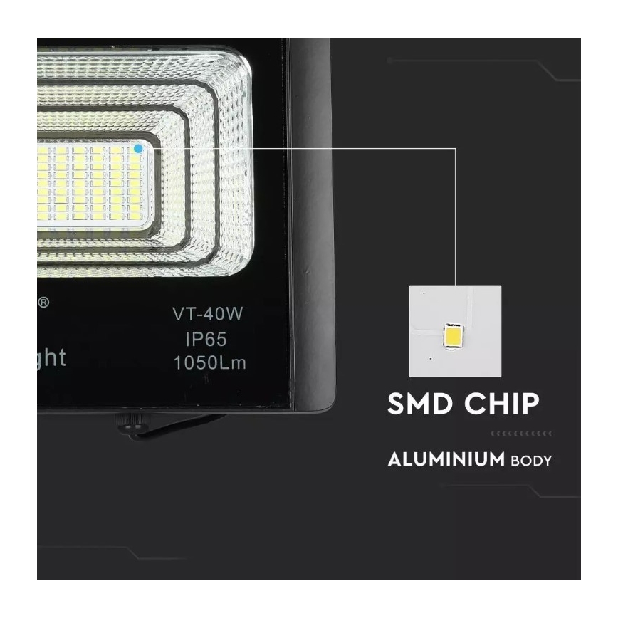 LED Dimming ηλιακός προβολέας LED/16W/3,2V 4000K IP65 + τηλεχειριστήριο