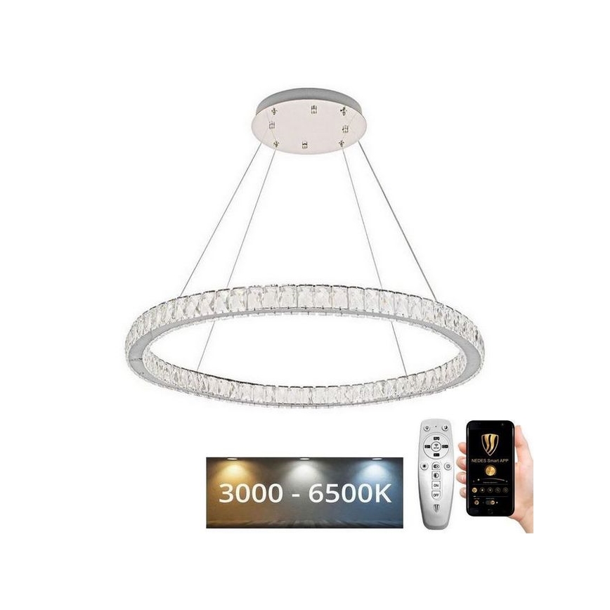 LED Dimming κρύσταλλο πολύφωτο on a string LED/100W/230V 3000-6500K ασήμι + τηλεχειριστήριο