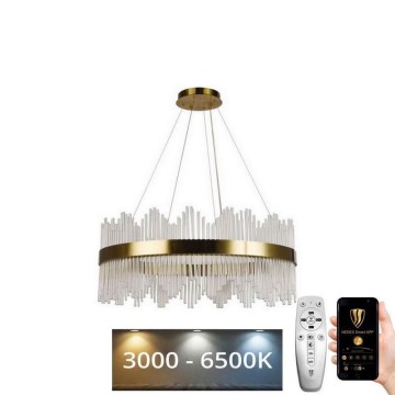 LED Dimming κρύσταλλο πολύφωτο on a string LED/110W/230V 3000-6500K χρυσαφί + τηλεχειριστήριο