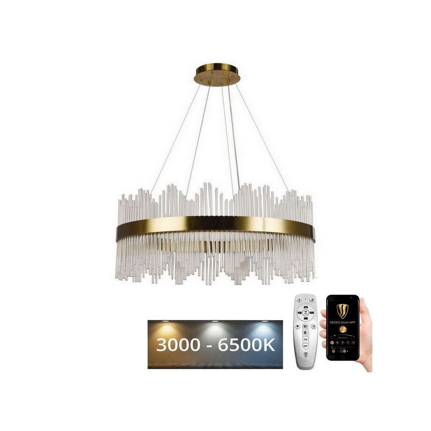 LED Dimming κρύσταλλο πολύφωτο on a string LED/110W/230V 3000-6500K χρυσαφί + τηλεχειριστήριο