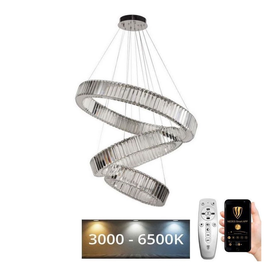 LED Dimming κρύσταλλο πολύφωτο on a string LED/115W/230V 3000-6500K χρώμιο + τηλεχειριστήριο