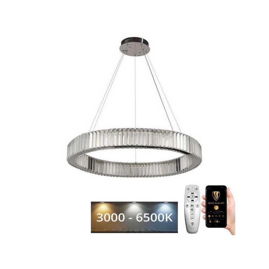 LED Dimming κρύσταλλο πολύφωτο on a string LED/50W/230V 3000-6500K χρώμιο + τηλεχειριστήριο