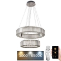 LED Dimming κρύσταλλο πολύφωτο on a string LED/65W/230V 3000-6500K χρώμιο + τηλεχειριστήριο