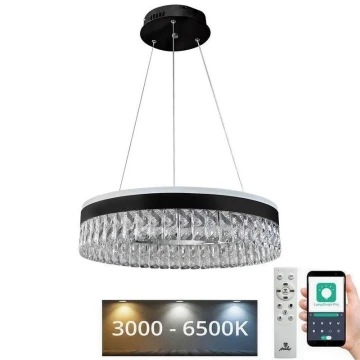LED Dimming κρύσταλλο πολύφωτο on a string LED/90W/230V 3000-6500K μαύρο + τηλεχειριστήριο