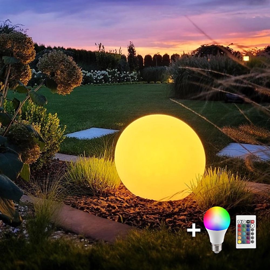 LED RGB Dimmable φωτιστικό εξωτερικού χώρου GLOBO 1xE27/8,5W/230V δ. 40 cm IP44 + τηλεχειριστήριο