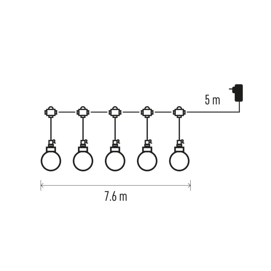 LED Διακοσμητικά λαμπάκια εξωτερικού χώρου 20xLED/12,6m IP44 θερμό λευκό