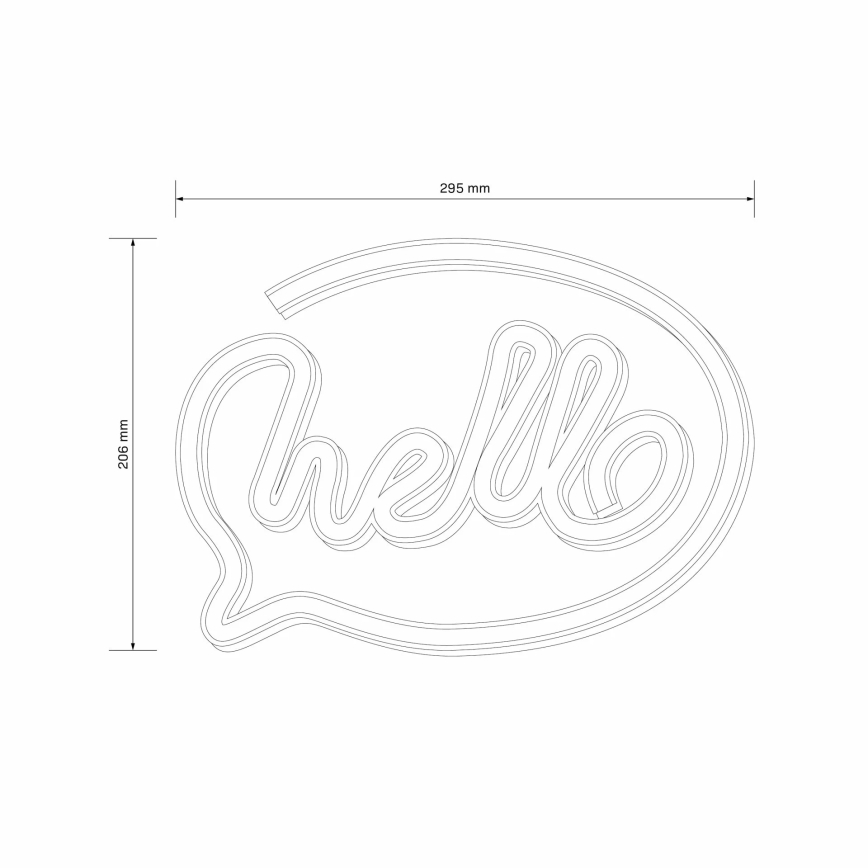 LED Διακοσμητικό φωτιστικό τοίχου Neon HELLO LED/3W/3xAA USB ροζ