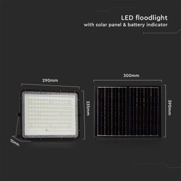 LED Εξωτερικού χώρου solar προβολέας  LED/20W/3,2V 6400K μαύρο IP65 + τηλεχειριστήριο