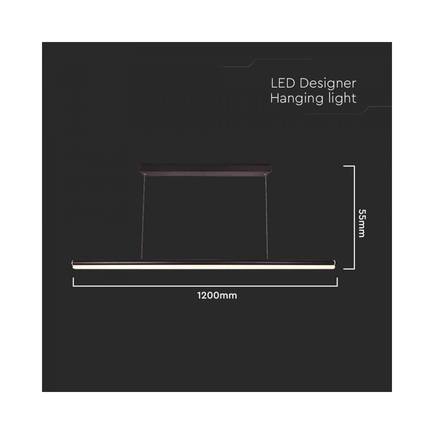 LED Κρεμαστό φωτιστικό οροφής LED/23W/230V 4000K 120 cm μαύρο