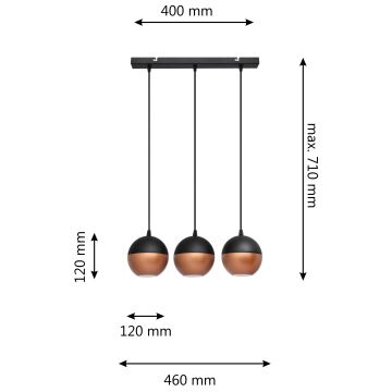 LED Κρεμαστό φωτιστικό οροφής LED MIDWAY 3xGU10/4,8W/230V μαύρο/χάλκινο