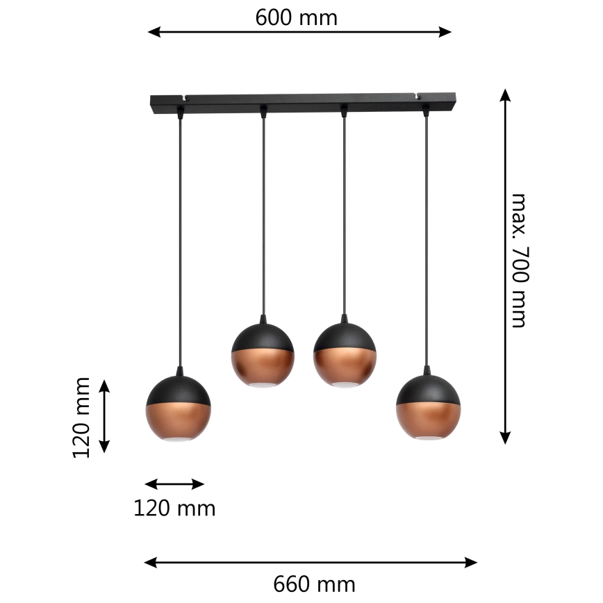 LED Κρεμαστό φωτιστικό οροφής LED ράγα MIDWAY 4xGU10/4,8W/230V μαύρο/χάλκινο