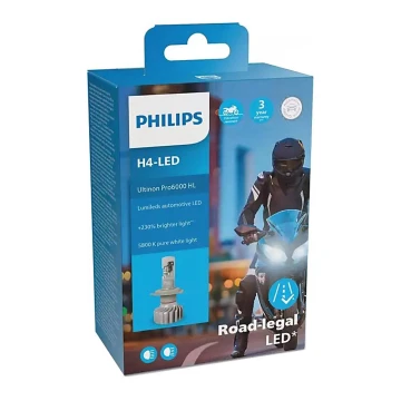 LED Λαμπτήρας μοτοσυκλέτας Philips ULTION 11342 U6000 X1 H4 P43t-38/18W/12V 5800K