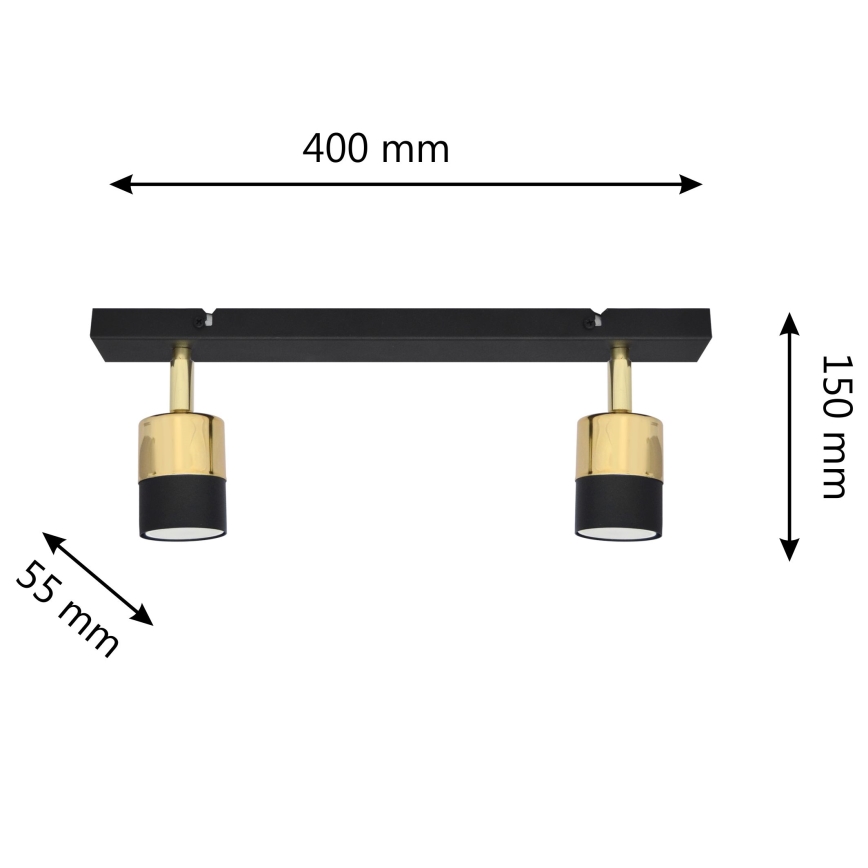 LED Σποτ TUBSSON 2xGU10/4,8W/230V μαύρο/χρυσαφί