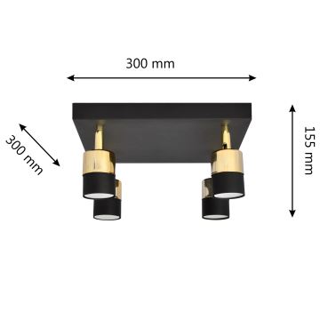 LED Σποτ TUBSSON 4xGU10/4,8W/230V μαύρο/χρυσαφί