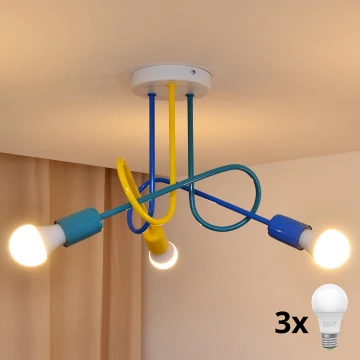 LED Σταθερό παιδικό πολύφωτο OXFORD 3xE27/60W/230V