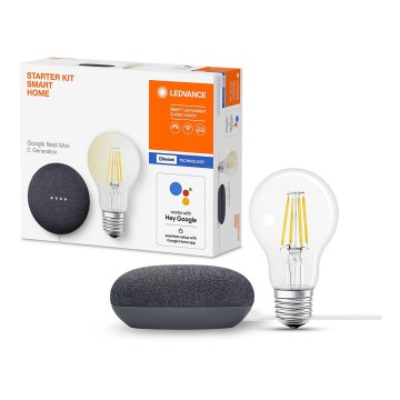 Ledvance - Έξυπνο ηχείο Google Nest Mini + Λαμπτήρας Dimming LED SMART+ A60 E27/6,5W/230V 2700K