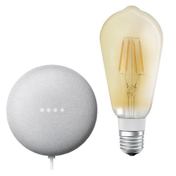 Ledvance - Έξυπνο ηχείο Google Nest Mini + LED Dimmable λαμπτήρας SMART+ E27/5,5W/230V