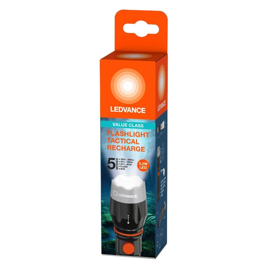 Ledvance - Επαναφορτιζόμενος φακός LED FLASHLIGHT LED/3,2W/5V 1500mAh