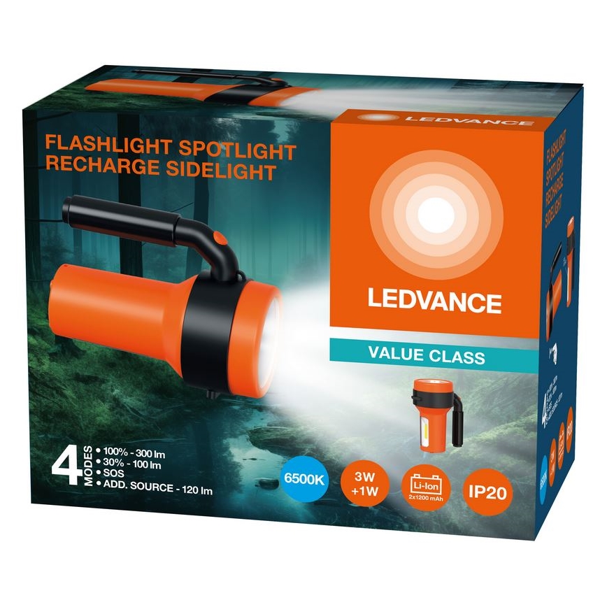 Ledvance - Επαναφορτιζόμενος φακός LED με power bank FLASHLIGHT LED/3W/5V 2400mAh