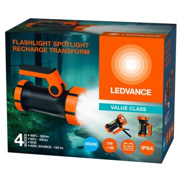 Ledvance - Επαναφορτιζόμενος φακός LED με power bank FLASHLIGHT LED/3W/5V IP64 2400mAh