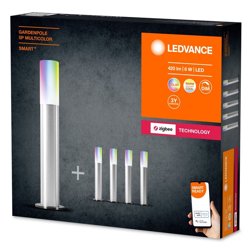 Ledvance - ΣΕΤ 5x LED RGBW Dimmable φωτιστικό εξωτερικού χώρου SMART+ GARDENPOLE LED/6W/230V IP44