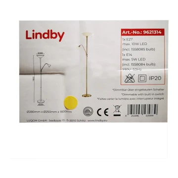 Lindby - Επιδαπέδια λάμπα JOST 1xE27/10W/230V + 1xE14/5W