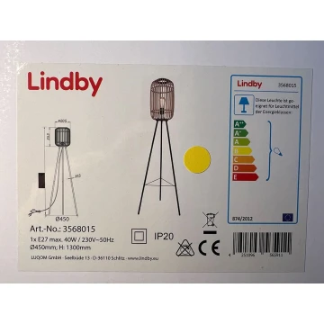 Lindby - Επιδαπέδια λάμπα MARLY 1xE27/40W/230V