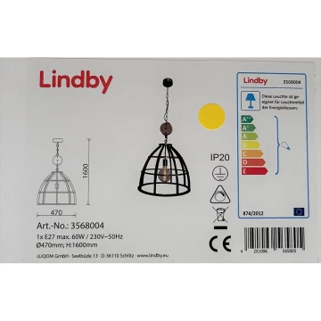 Lindby -  Κρεμαστό φωτιστικό οροφής MAXIMILIA 1xE27/60W/230V