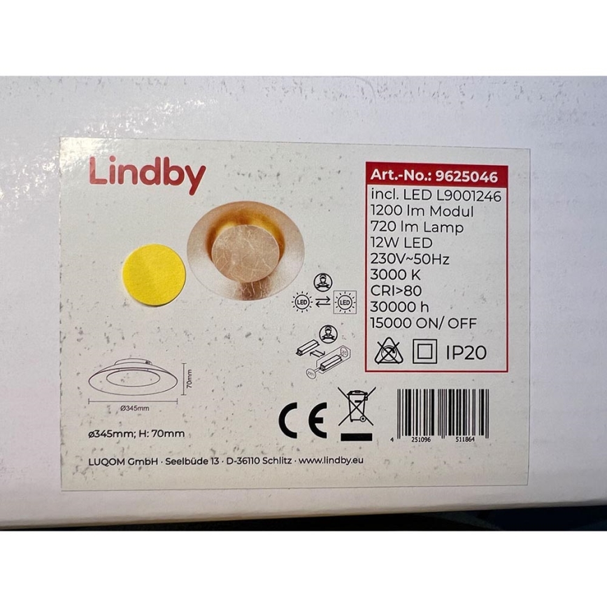 Lindby - Φωτιστικό οροφής LED KETI LED/12W/230V