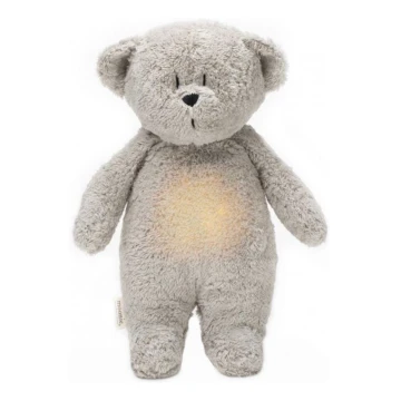 Moonie -  Λούτρινο αρκουδάκι από οργανικό βαμβάκι με ήχο και φως grey natur