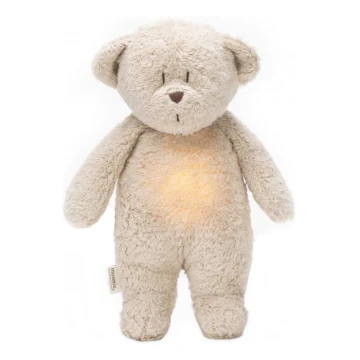 Moonie - Λούτρινο αρκουδάκι από οργανικό βαμβάκι με ήχο και φως sand natur