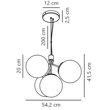 Nordlux - Κρεμαστό φωτιστικό οροφής IVONA 4xE27/28W/230V μαύρο