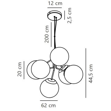 Nordlux - Κρεμαστό φωτιστικό οροφής IVONA 6xE27/28W/230V μαύρο