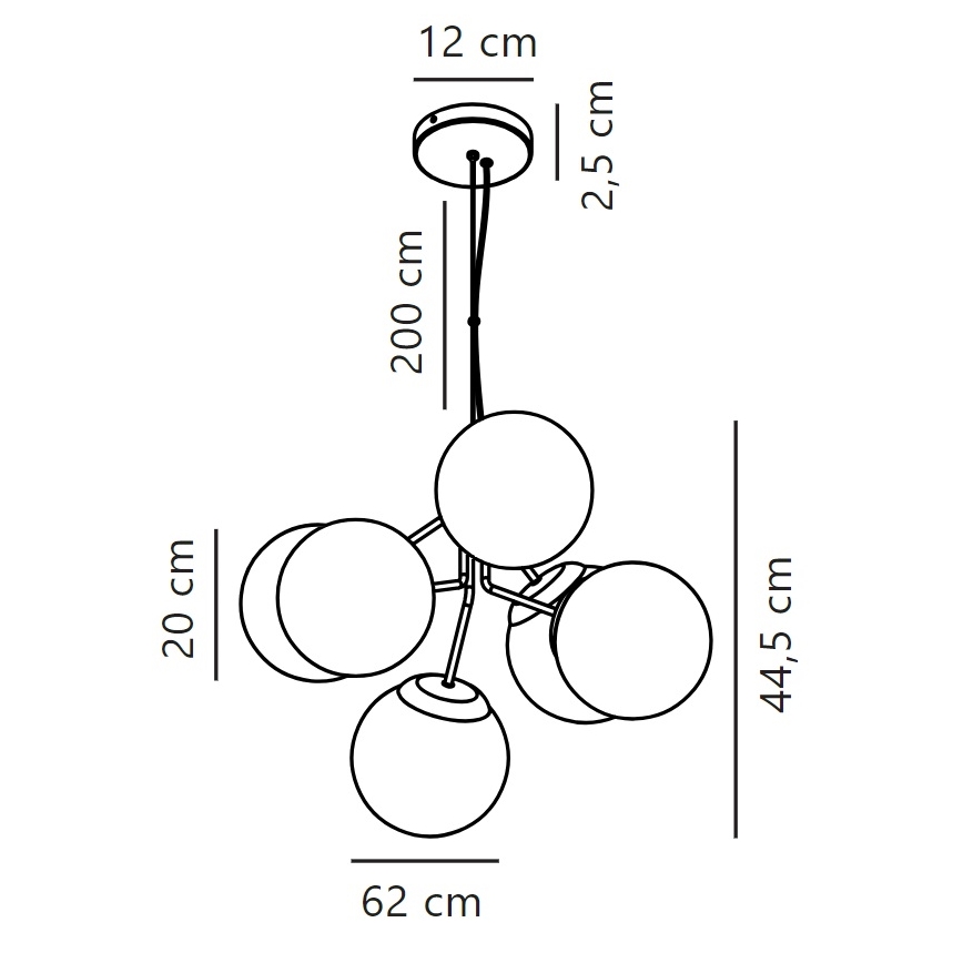 Nordlux - Κρεμαστό φωτιστικό οροφής IVONA 6xE27/28W/230V μαύρο