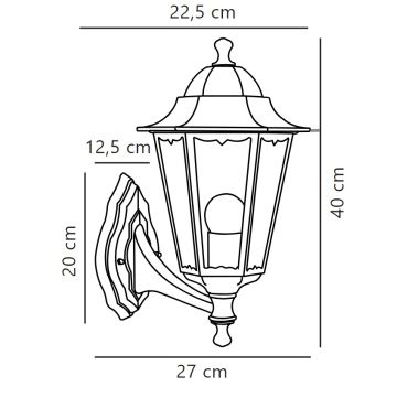 Nordlux - Λάμπα τοίχου εξωτερικού χώρου CARDIFF 1xE27/60W/230V IP44