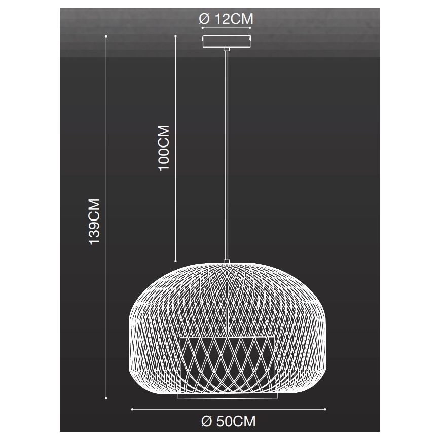 Nordlux - Πολύφωτο με συρματόσχοινο HISOKA 1xE27/40W/230V μαύρο/μπαμπού