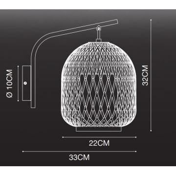 Nordlux - Φωτιστικό τοίχου HISOKA 1xE27/40W/230V μαύρο/μπαμπού