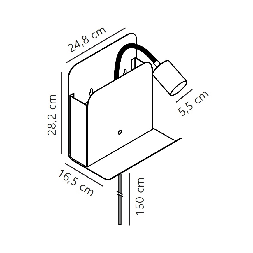 Nordlux - Σποτ τοίχου με ράφι και USB ROOMI 1xGU10/8W/230V λευκό