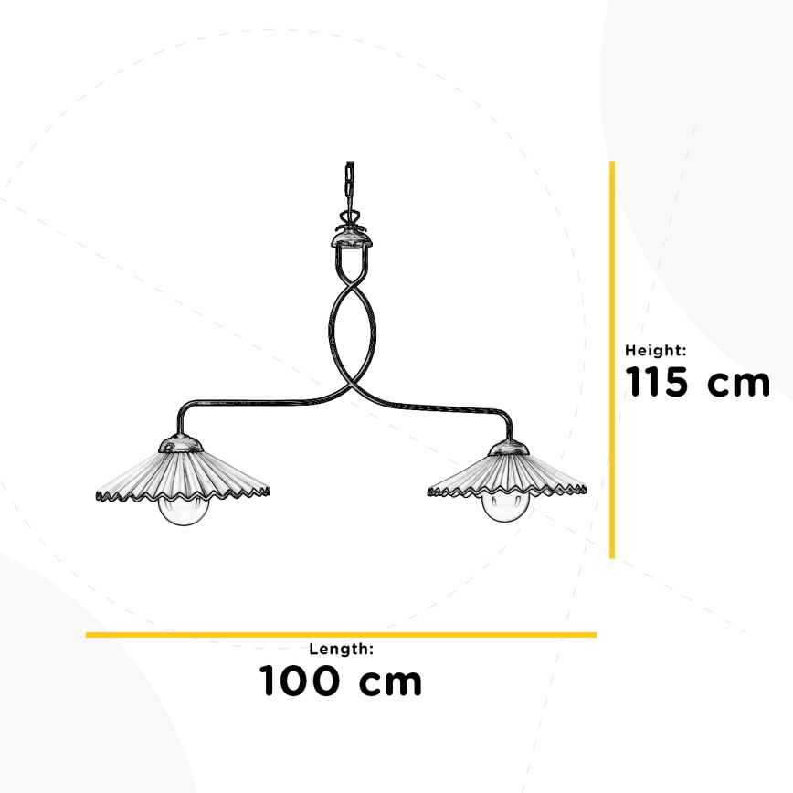 ONLI - Κρεμαστό φωτιστικό οροφής ROSINA 2xE27/22W/230V μπρονζέ