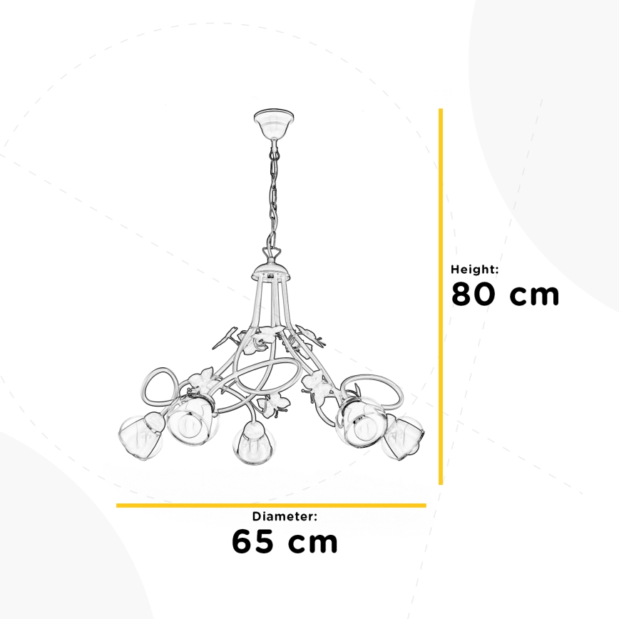 ONLI - Παιδικό πολύφωτο BUTTERFLY 5xE14/6W/230V