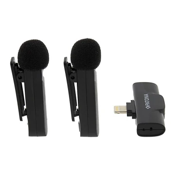 PATONA - ΣΕΤ 2x Ασύρματο μικρόφωνο με κλιπ για iPhone USB-C 5V